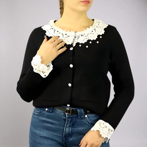 Csipkés gyöngyös felső Fekete