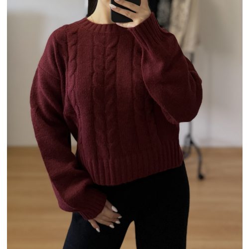 Kötött pulóver Bordó